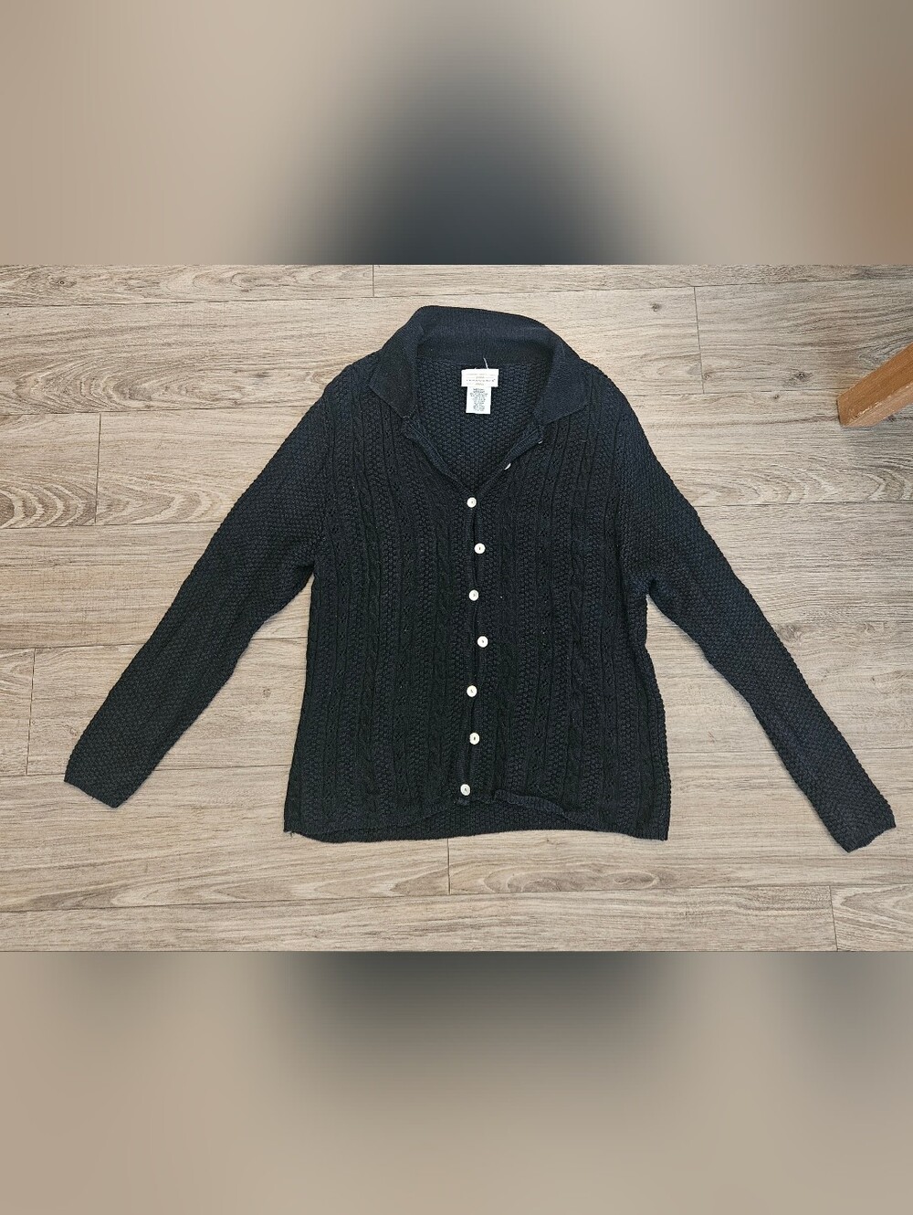 Yarnworks Vintage Grannycore Women's Black Cable-Knit Sweater  Size Medium